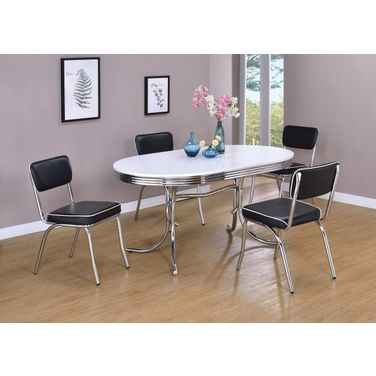 Retro Oval Dining Room Set In Chrome