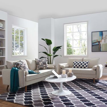 Revive Beige Upholstered Fabric Sofa and Loveseat Set EEI-4047-BEI-SET