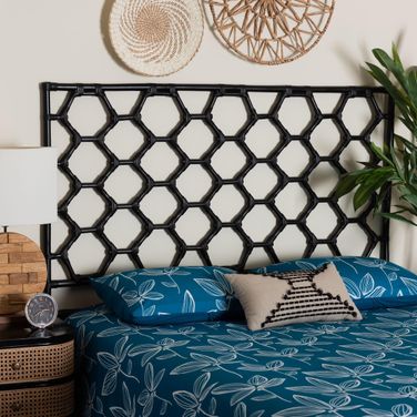 Revonda Rattan Queen Standalone Headboard In Black