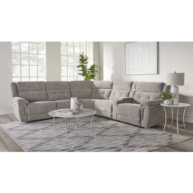 Richland 6 Piece Modular Power Reclining Sectional with Power Adjustable Headrests In Bristol Grey