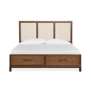 Ridgefield King Upholstered Panel Storage Bed In Russet
