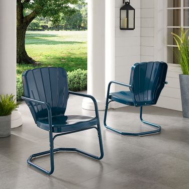 Ridgeland Retro Outdoor Chair In Navy Gloss - Set of 2