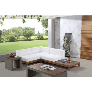 Rio Water Resistant Fabric Outdoor Patio 3 Piece Modular Sectional In Off White