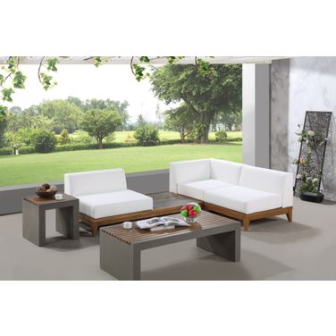 Rio Water Resistant Fabric Outdoor Patio 3 Piece Modular Sectional In Off White