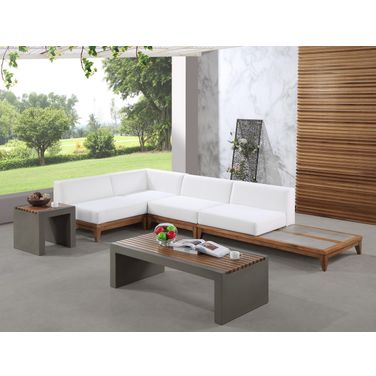 Rio Water Resistant Fabric Outdoor Patio 4 Piece Modular Sectional In Off White