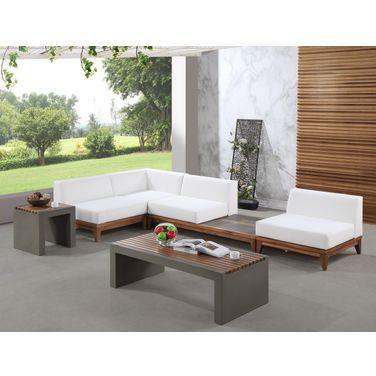 Rio Water Resistant Fabric Outdoor Patio 4 Piece Modular Sectional In Off White