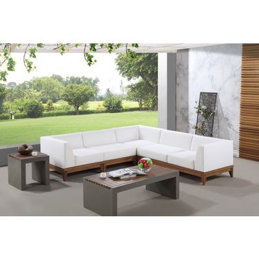 Rio Water Resistant Fabric Outdoor Patio 5 Piece Modular Sectional In Off White