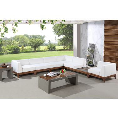 Rio Water Resistant Fabric Outdoor Patio 6 Piece Modular Sectional In Off White