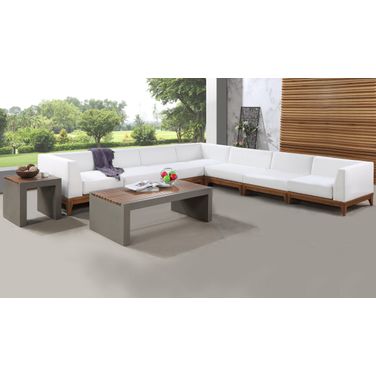 Rio Water Resistant Fabric 7 Piece Outdoor Patio Modular Sectional In Off White