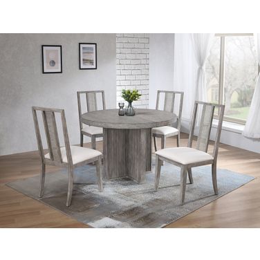 Ripple Dining Table and Max 5-Piece Dining Set In Dove Grey