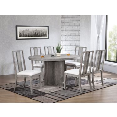 Ripple Dining Table and Max 7-Piece Dining Set In Dove Grey