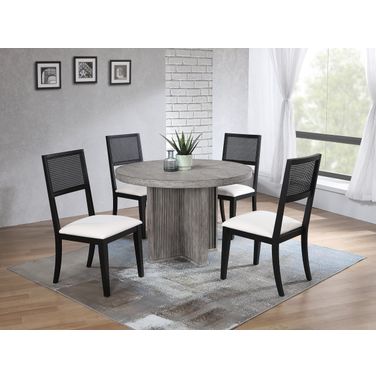Ripple Dining Table and Robin 5-Piece Dining Set In Dove Grey and Black Finish