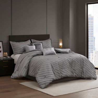 Riva 7 Piece Comforter Set In Grey