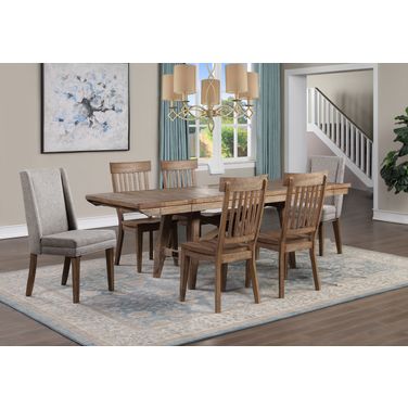 Riverdale 7Pc Dining Room Set with Upholstered Chair In Brown