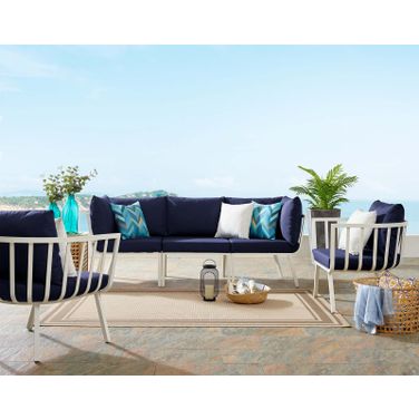 Riverside 4 Piece Outdoor Patio Aluminum Set In White Navy