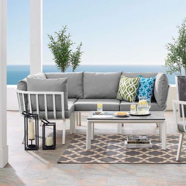 Riverside 5 Piece Outdoor Patio Aluminum Set EEI-3793-WHI-GRY