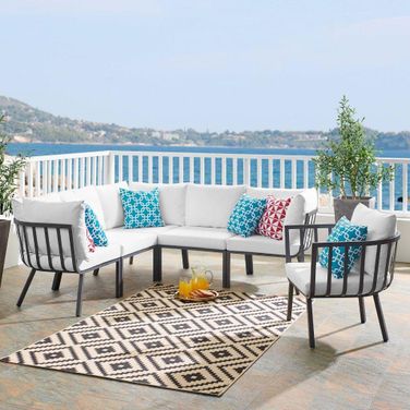 Riverside 6 Piece Outdoor Patio Aluminum Set EEI-3791-SLA-WHI