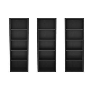 Rivington Modern 5-Shelf Open Bookcase Set of 3 in Black