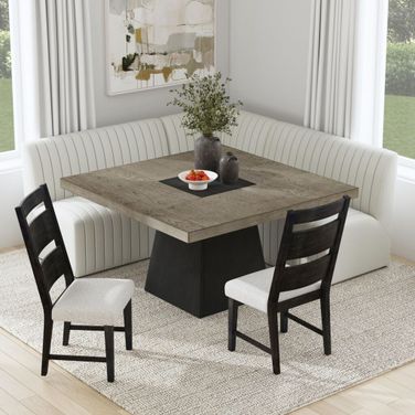Rizzo Square Dining Room Set In Grey and Dark Espresso