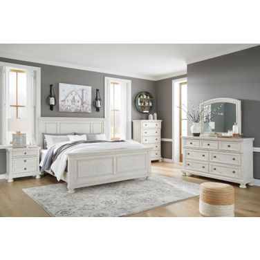 Robbinsdale Sleigh Bedroom Set In Antique White