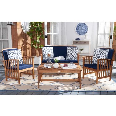 Rocklin 4 Piece Outdoor Set In Navy and Blue