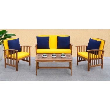 Rocklin Teak Look 5-Piece Outdoor Set In Yellow