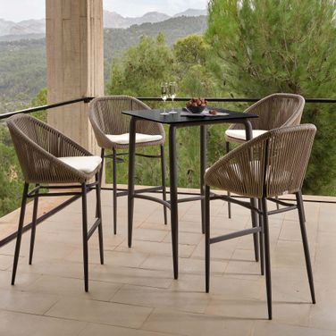 Rodona Square Pub Table with Glass In Gray