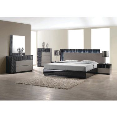 Romania 5 Piece Engineered Wood Eastern King Bedroom Set In Black And Zebra