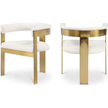 Romeo Vegan Leather Dining Chair Set of 2 In Cream