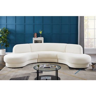 Rosa 3-Piece Velvet Sectional In Cream