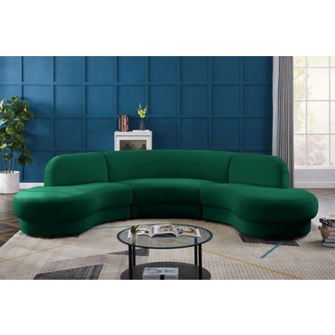 Rosa 3-Piece Velvet Sectional In Green