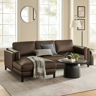 Roscoe Left-Facing Vegan Leather Sectional Sofa With Chaise In Espresso