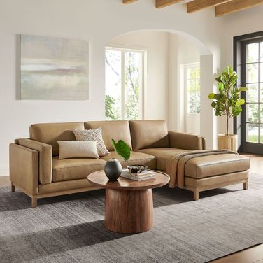 Roscoe Right-Facing Vegan Leather Sectional Sofa With Chaise In Toast