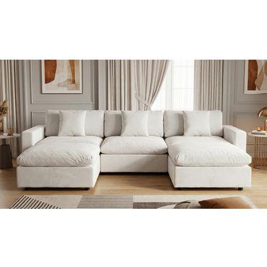 Rosedale 3PC Modular Sectional with 2 Reversible Ottoman In Beige Velvet