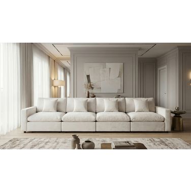 Rosedale 4PC Modular Sectional In Beige Velvet