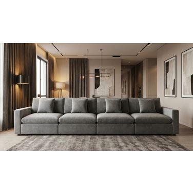 Rosedale 4PC Modular Sectional In Grey Velvet