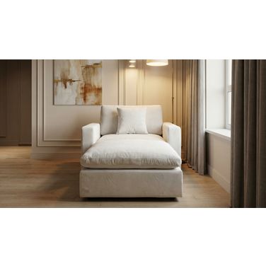 Rosedale Chair with Reversible Ottoman In Beige Velvet