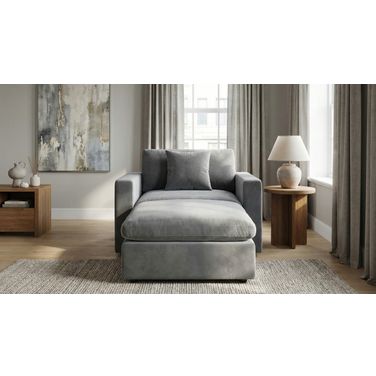 Rosedale Chair with Reversible Ottoman In Grey Velvet