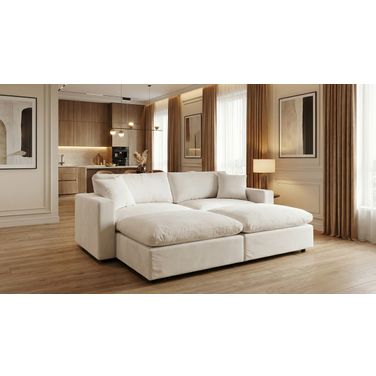 Rosedale Modular Loveseat with 2 Ottoman In Beige Velvet