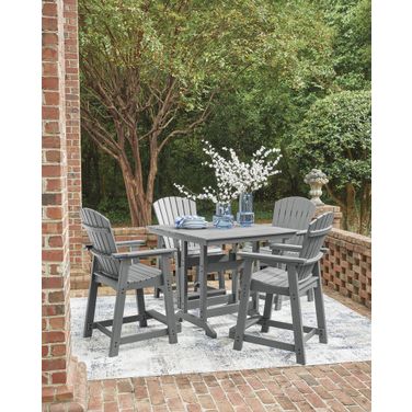Ross Cove Outdoor Counter Height Dining Room Set In Dark Gray