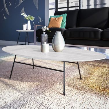 Rossmore Oval Occasional Table Set In White/Black