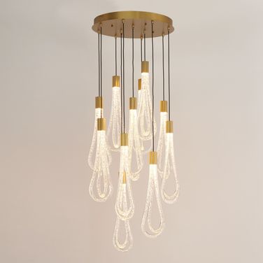 Round Layered Raindrop Chandelier In Clear