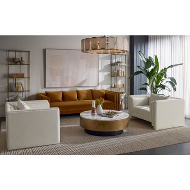 Rovira Chandelier In Brushed Gold and Cream