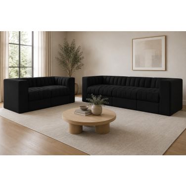 Rummi Upholstered Modular Living Room Set In Black