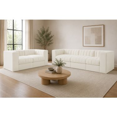 Rummi Upholstered Modular Living Room Set In Cream
