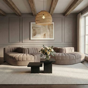 Rummi Velvet Performance Fabric Upholstered 6-Piece Modular Sectional In Taupe