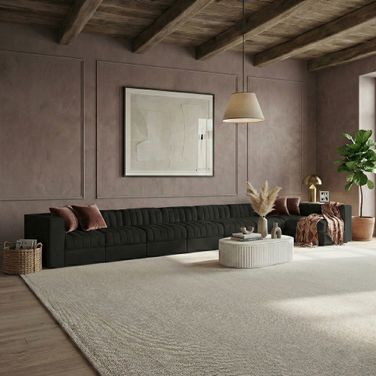 Rummi Velvet Performance Fabric Upholstered 8-Piece Modular Sectional In Black