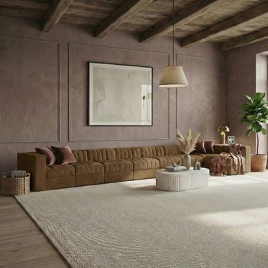 Rummi Velvet Performance Fabric Upholstered 8-Piece Modular Sectional In Saddle