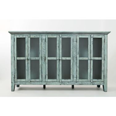 Rustic Shores 70 Inch 6 Door Accent Cabinet In Blue