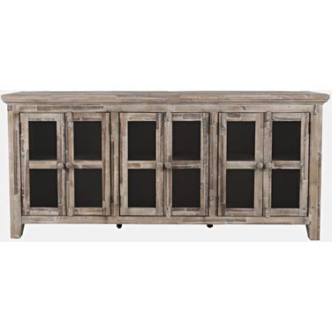Rustic Shores 70 Inch 6 Door Sideboard Cabinet In Grey Wash